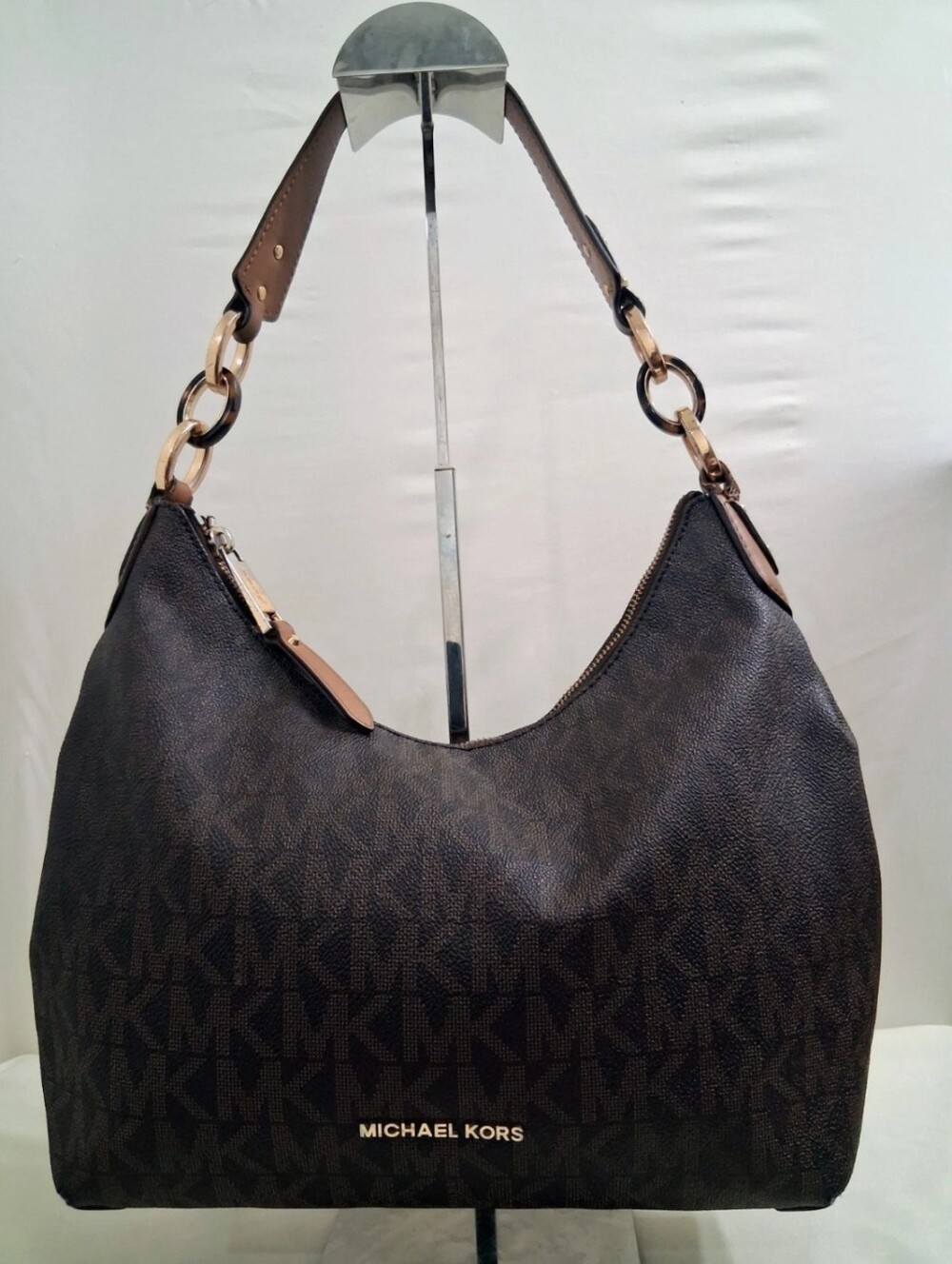 Michael Kors Isabella Brown Saffiano Leather Shoulder Bag